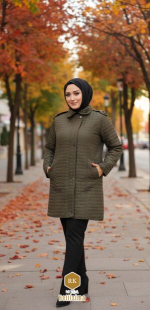 301 - Kapitone 90 cm İçi Kürklü Kaban